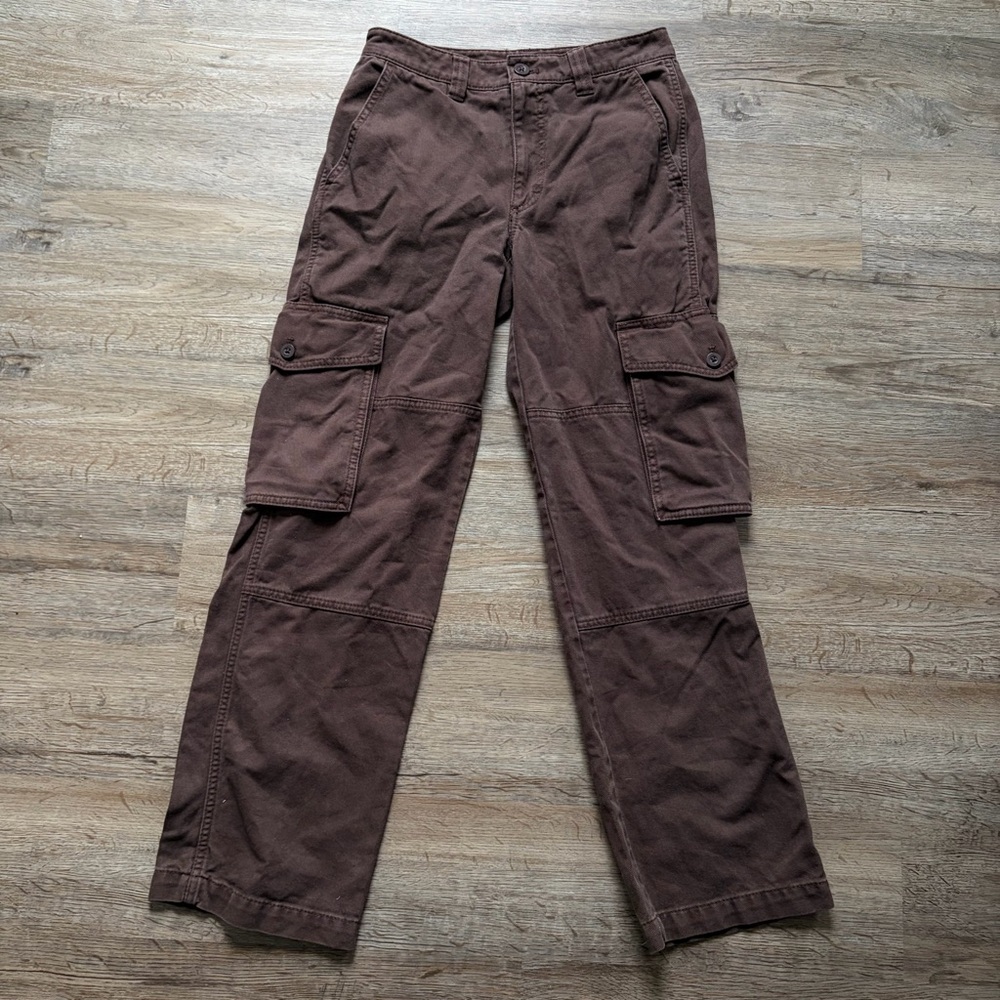 TNA Aritzia Brown Straight-Leg Cargo Pants